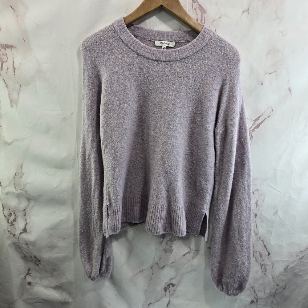 Madewell Sweater Womens XS Lavender Light Purple Crew Bishop Puff Merino Alpaca